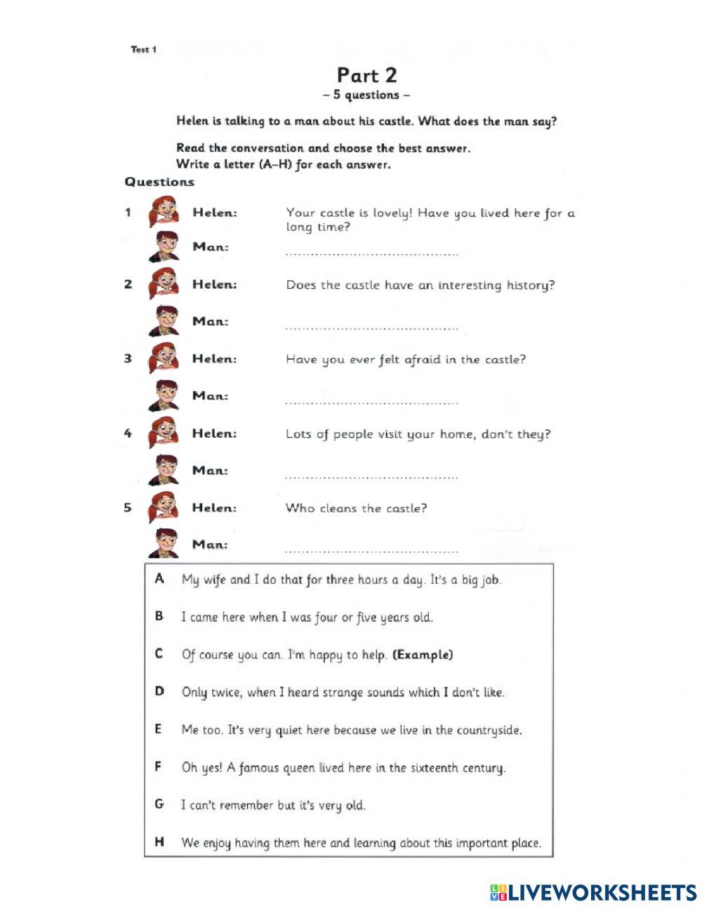 Flyers 1 Test 1 Reading and Writing