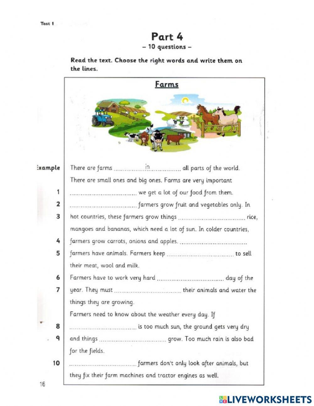 Flyers 1 Test 1 Reading and Writing