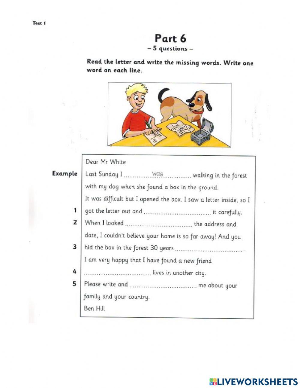 Flyers 1 Test 1 Reading and Writing