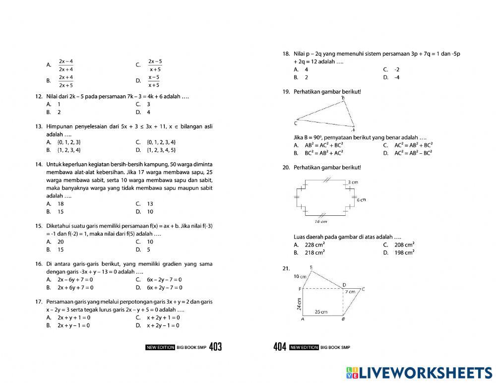 Latihan Matematika Evaluasi 3 Persiapan UN-US