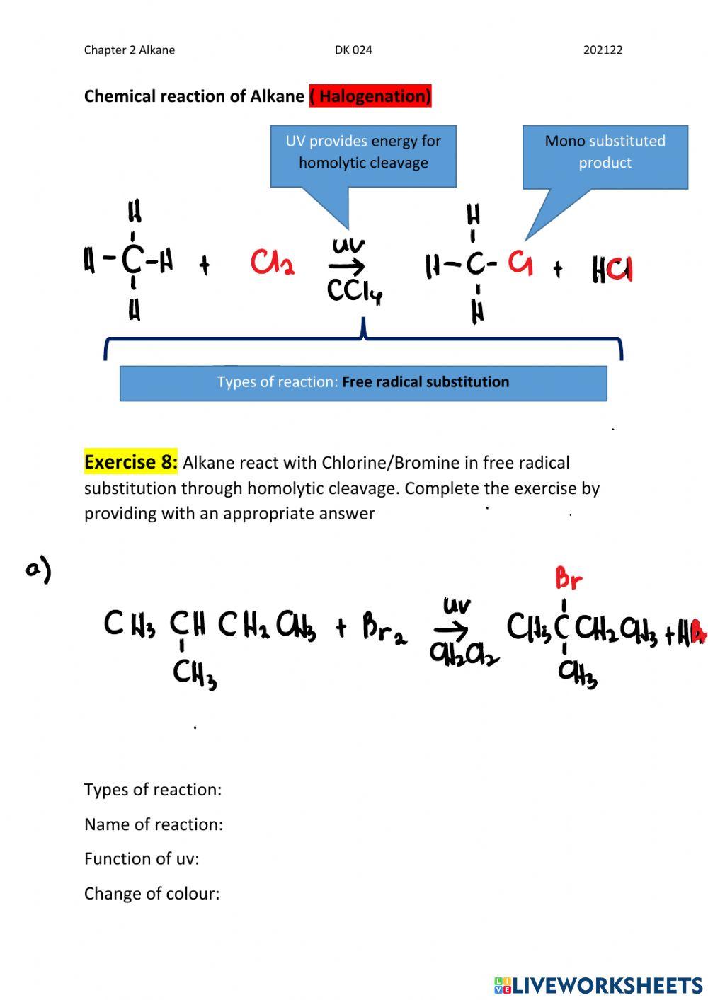 Free Radical Substitution