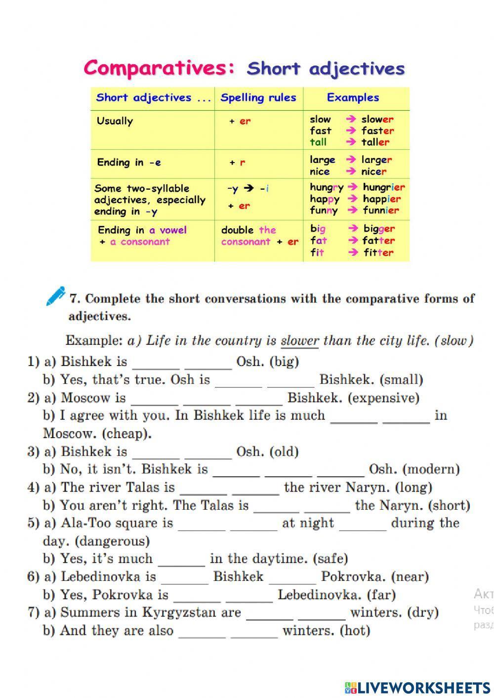 Comparative form of adjectives