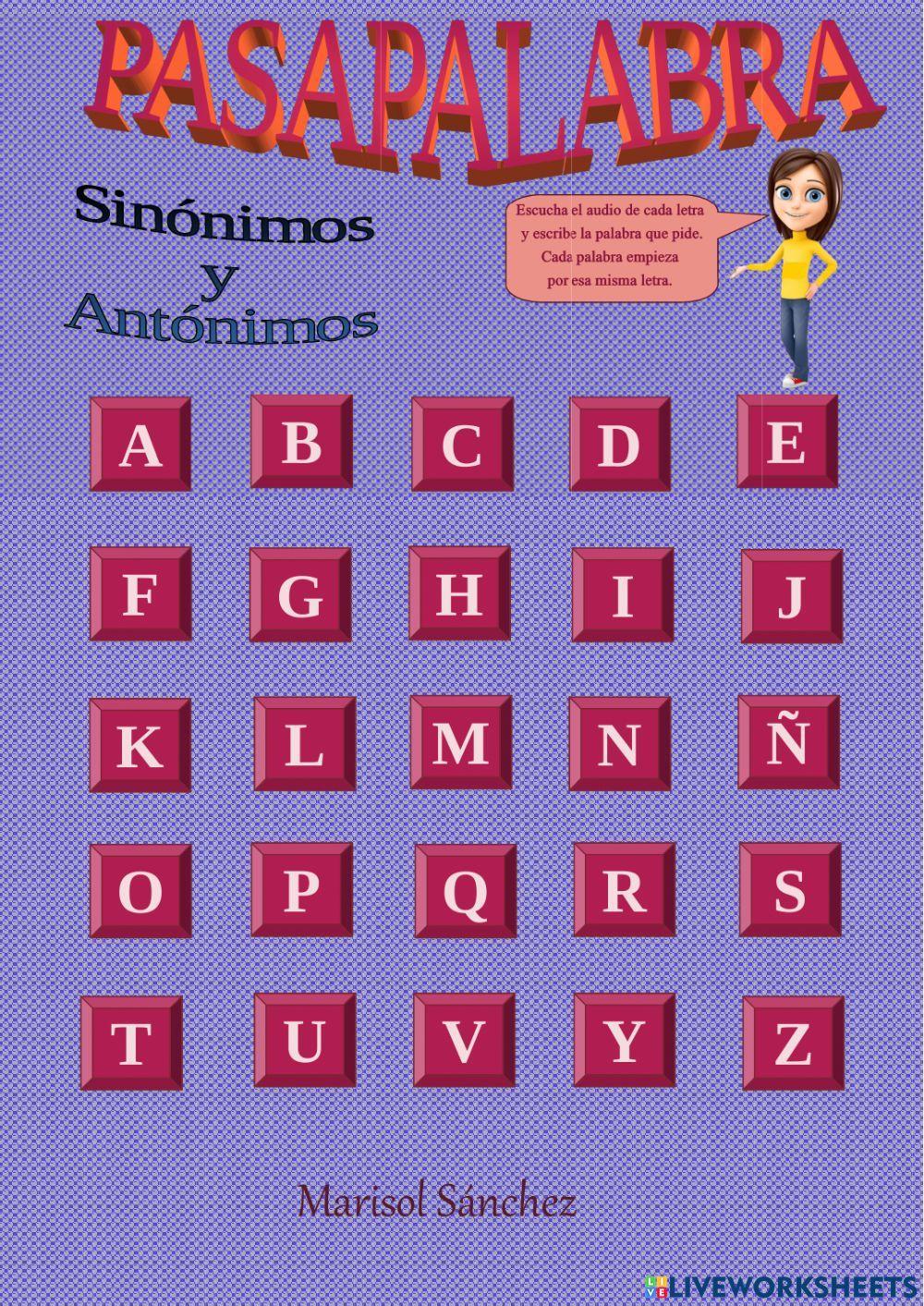 Pasapalabra Sinónimos y Antónimos