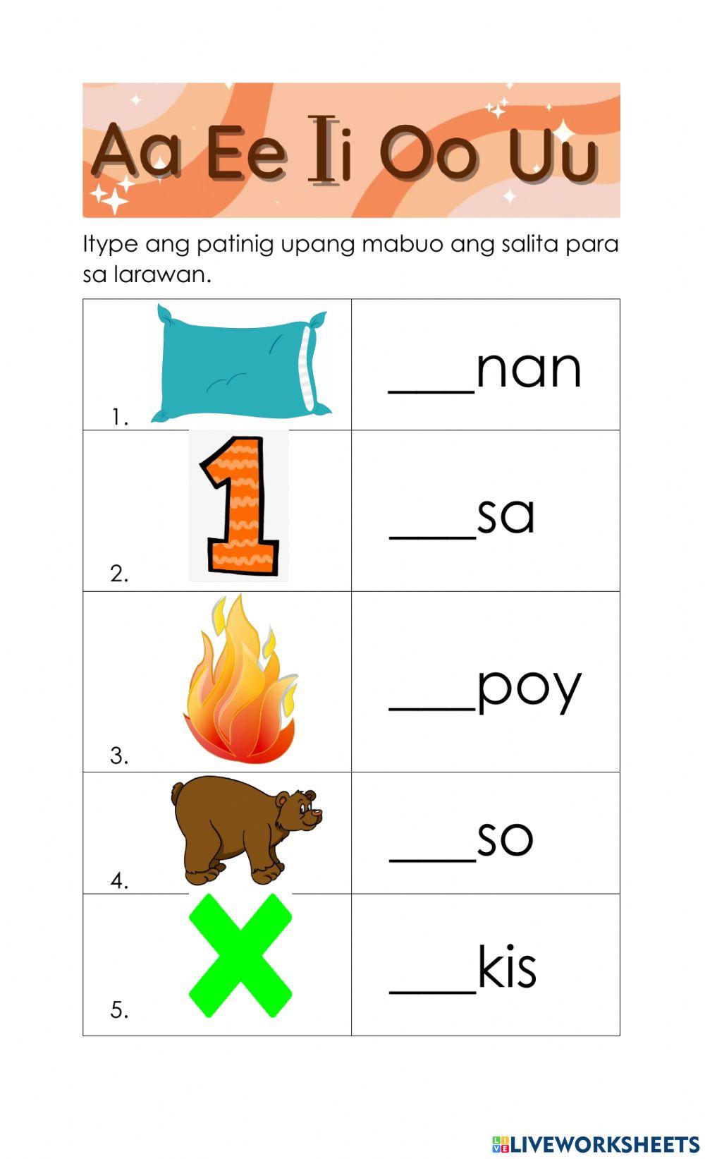 Patinig - Emosyon - Bahagi ng Katawan