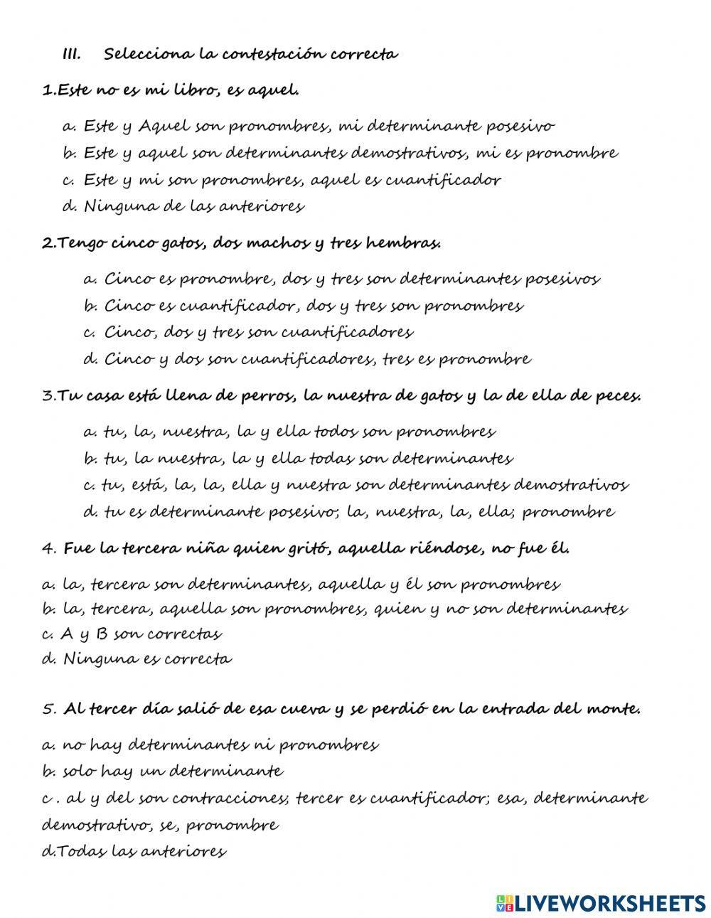 Pronombres y determinantes