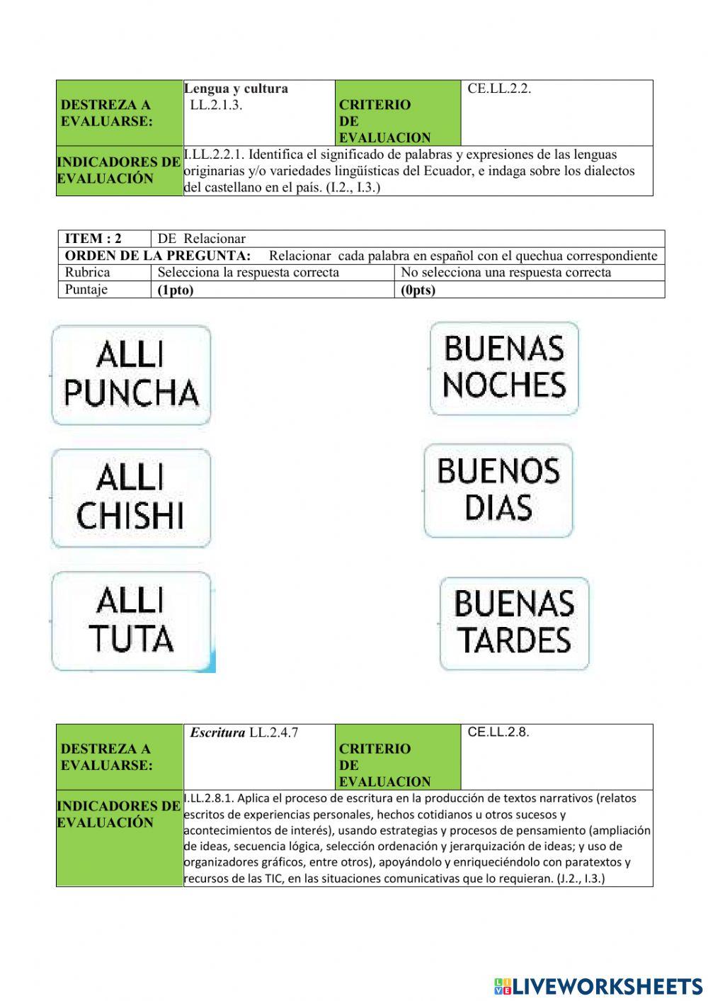 Evaluación quimestral