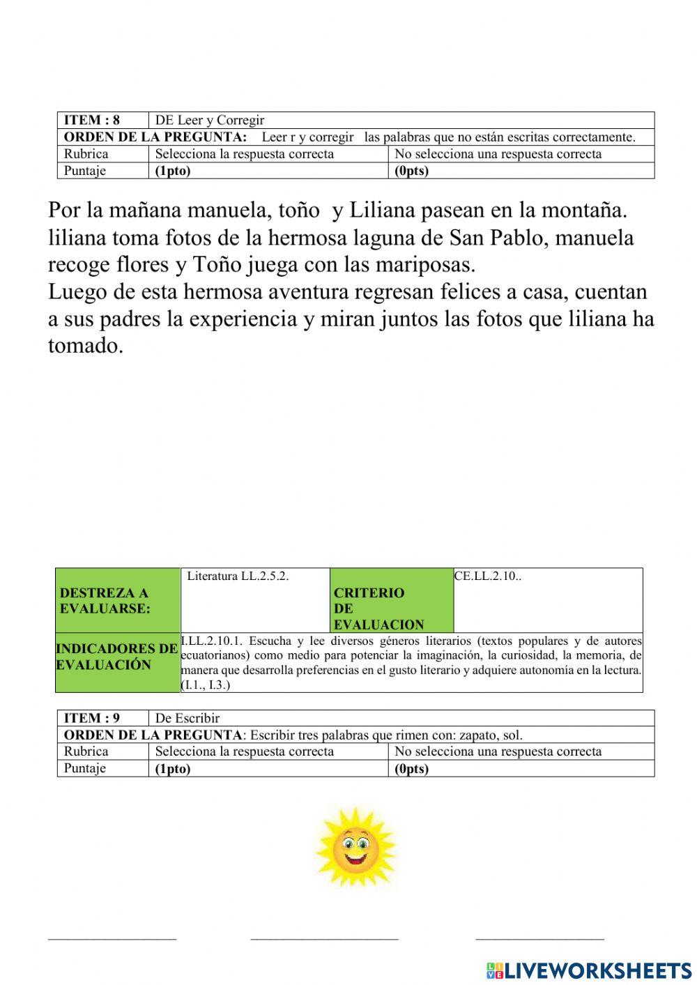 Evaluación quimestral