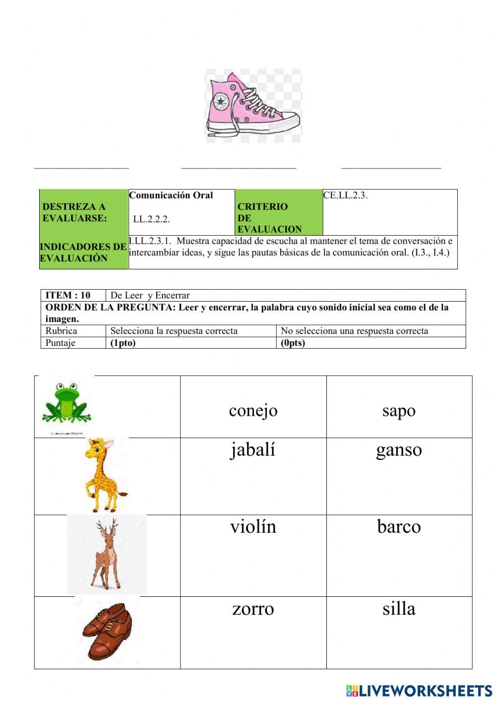 Evaluación quimestral