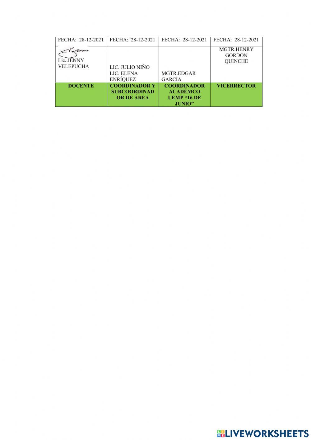 Evaluación quimestral
