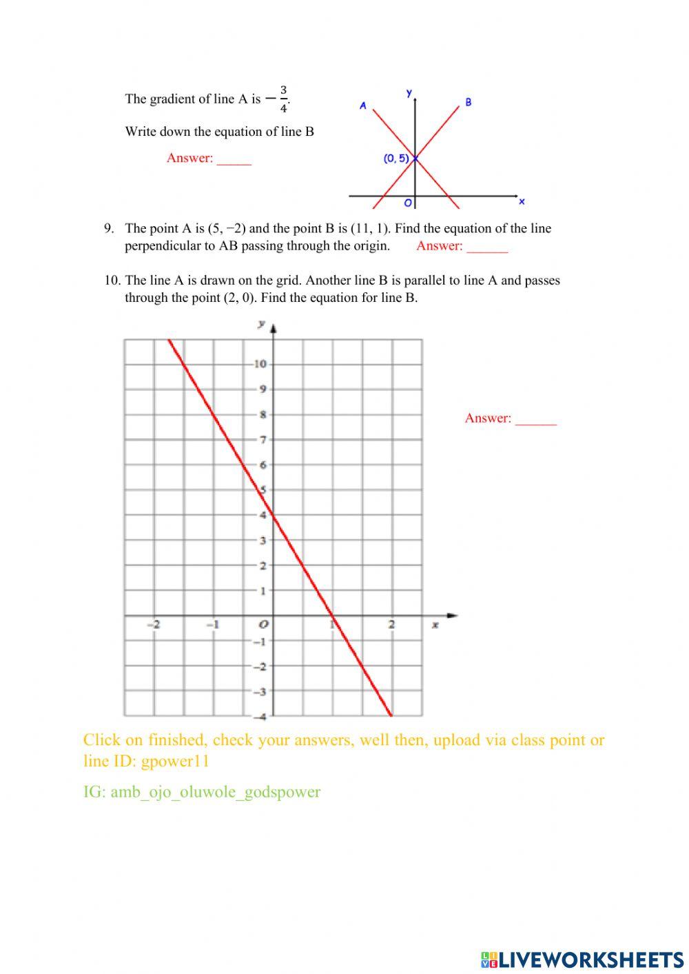 Analytical Geometry: Parallel lines & Perpendicular Lines G10