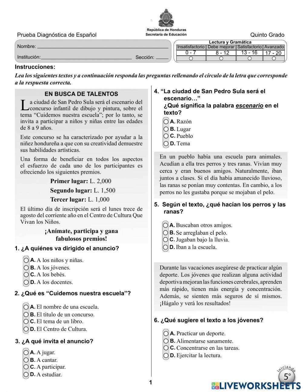 Prueba diagnóstica