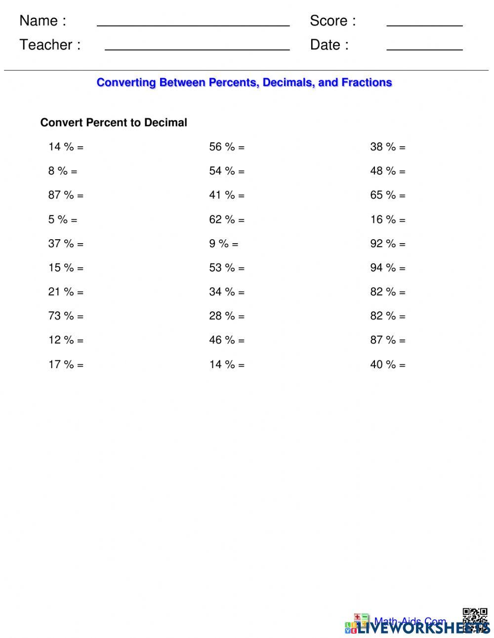 Percent to Decimal