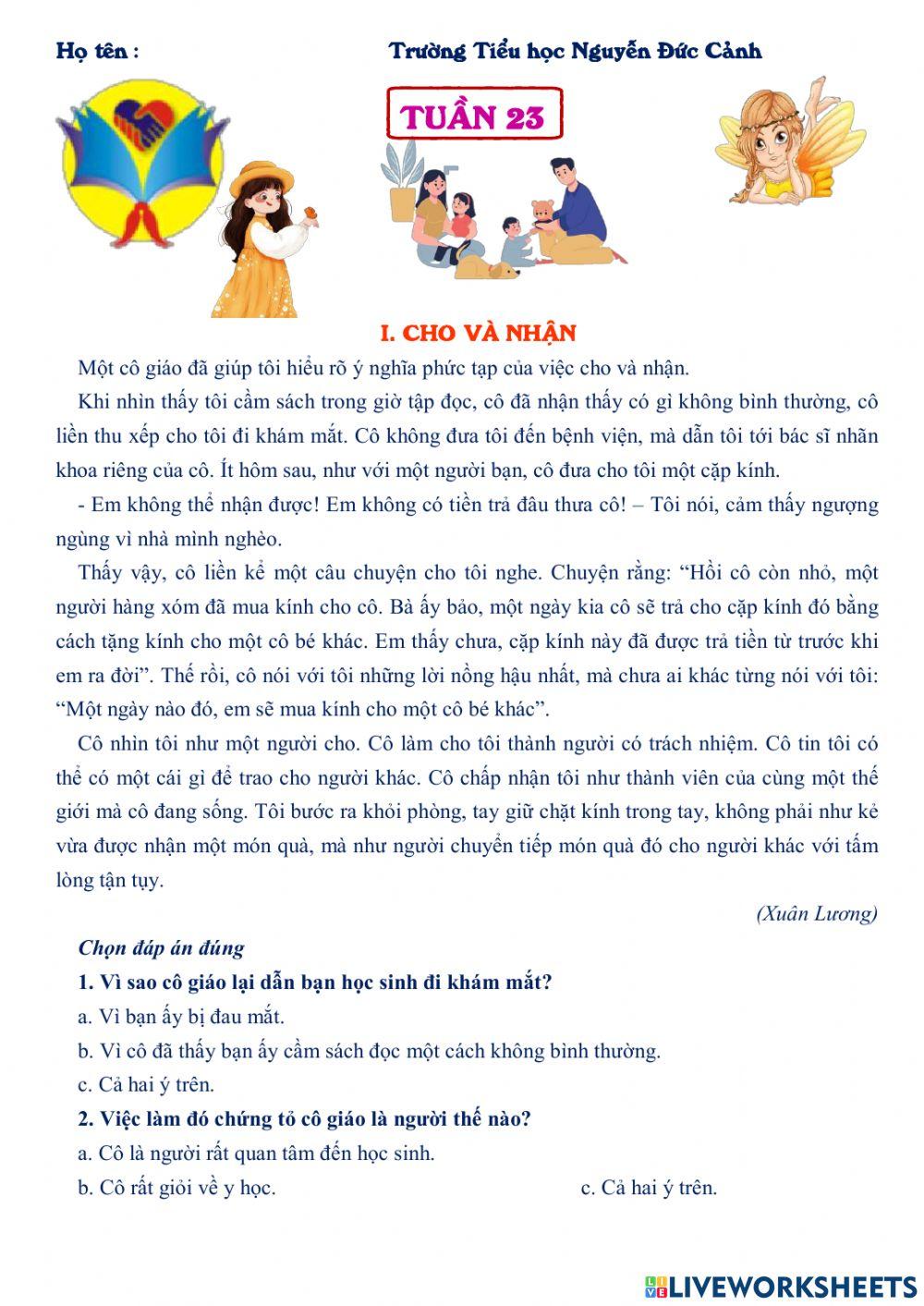 Tuần 23 - Cho và nhận