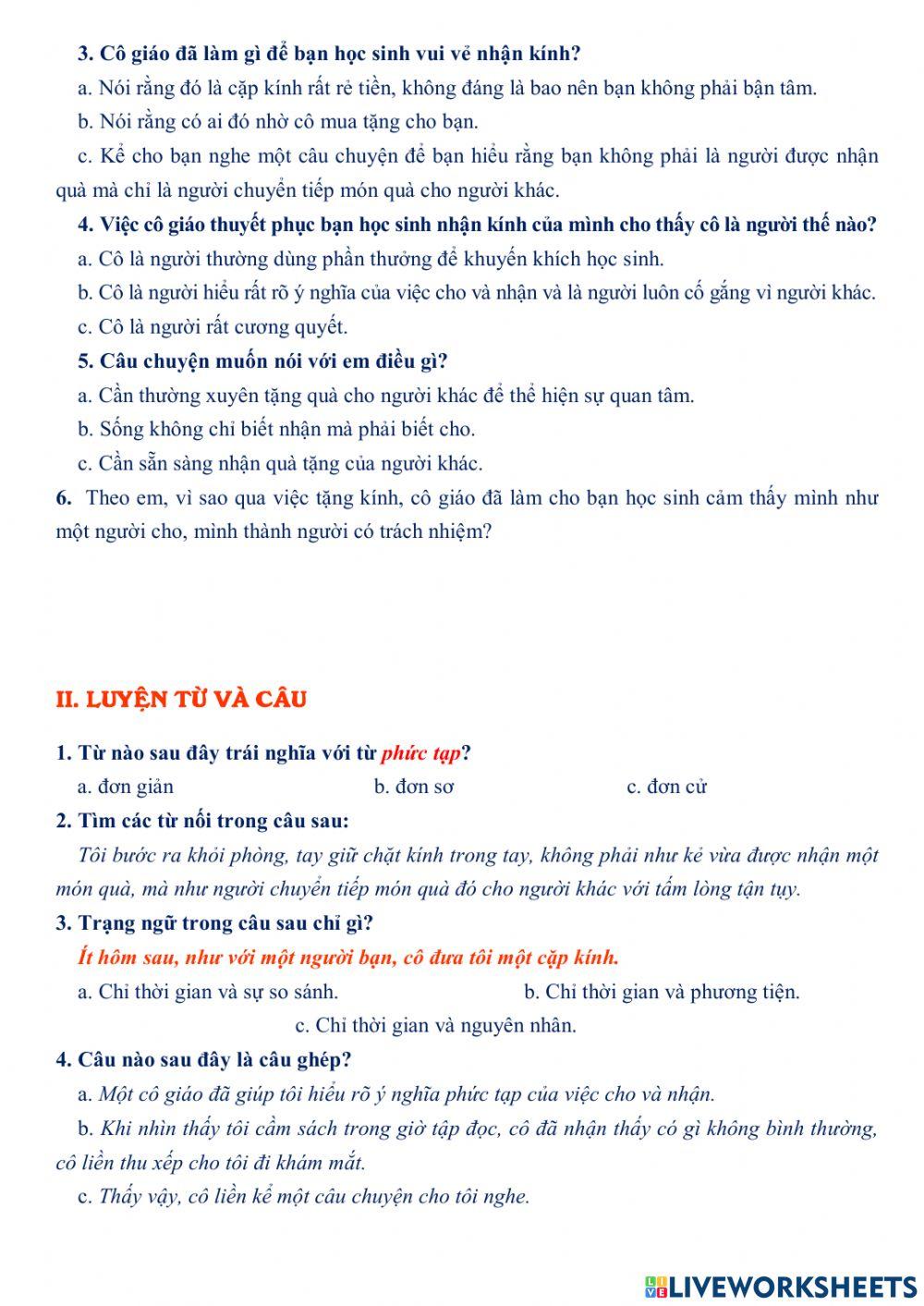 Tuần 23 - Cho và nhận