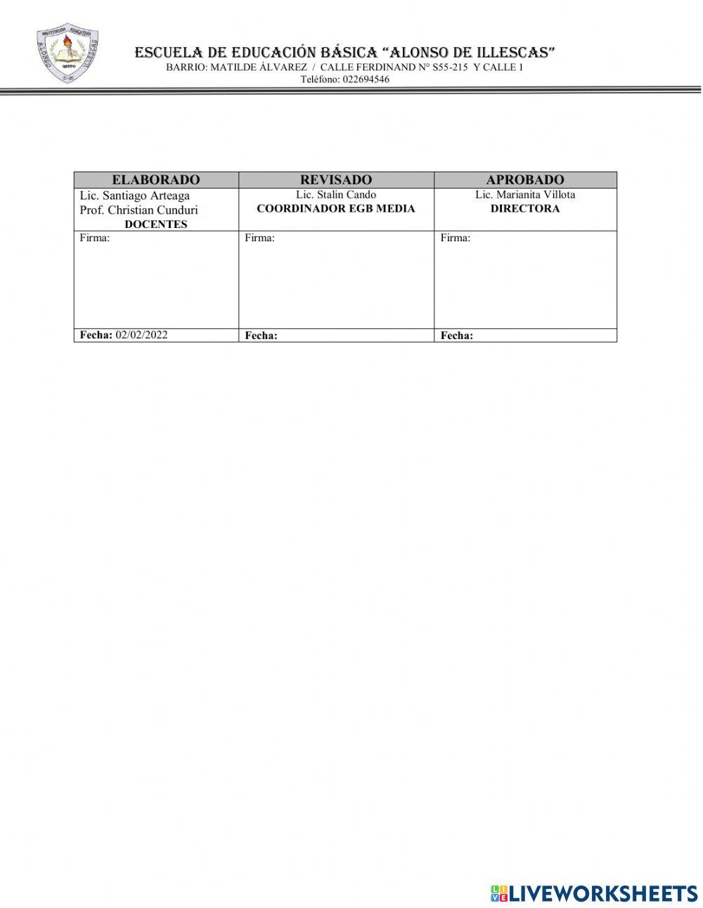 Evaluación Quimestral