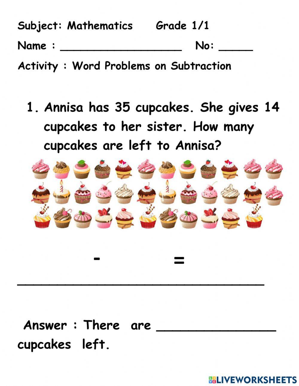 Word Problems on Subtraction