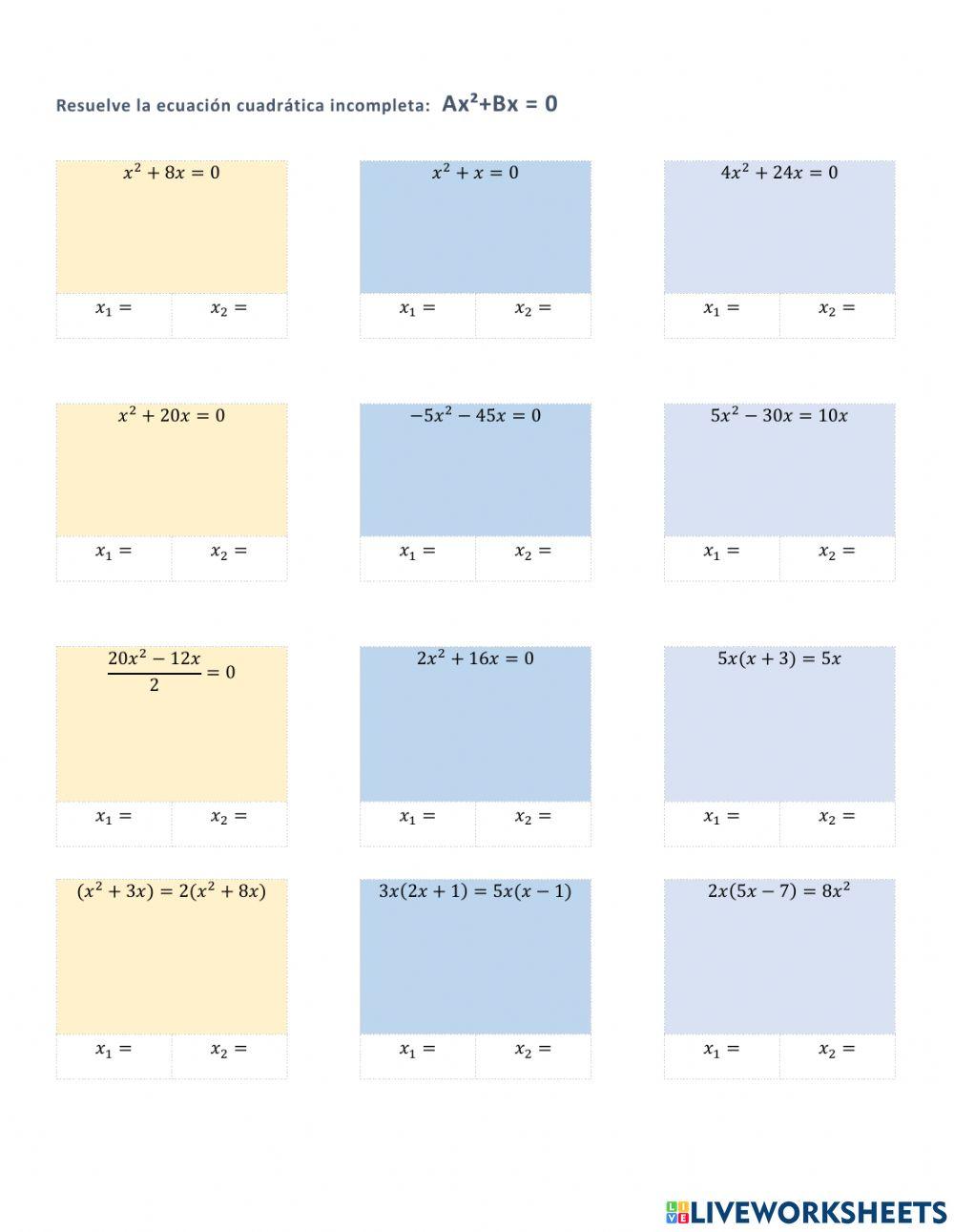 III.5.1.Ecuaciones cuadráticas incompletas
