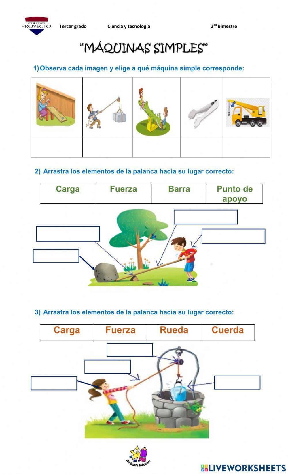 Ficha de refuerzo en clase de las máquinas simples