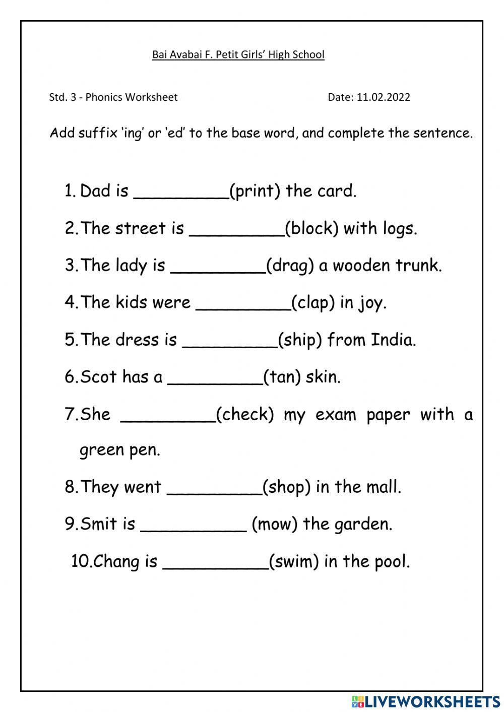 Phonics online exercise for GRADE 3 | Live Worksheets phonics-online-exercise-for-grade-3-live-worksheets