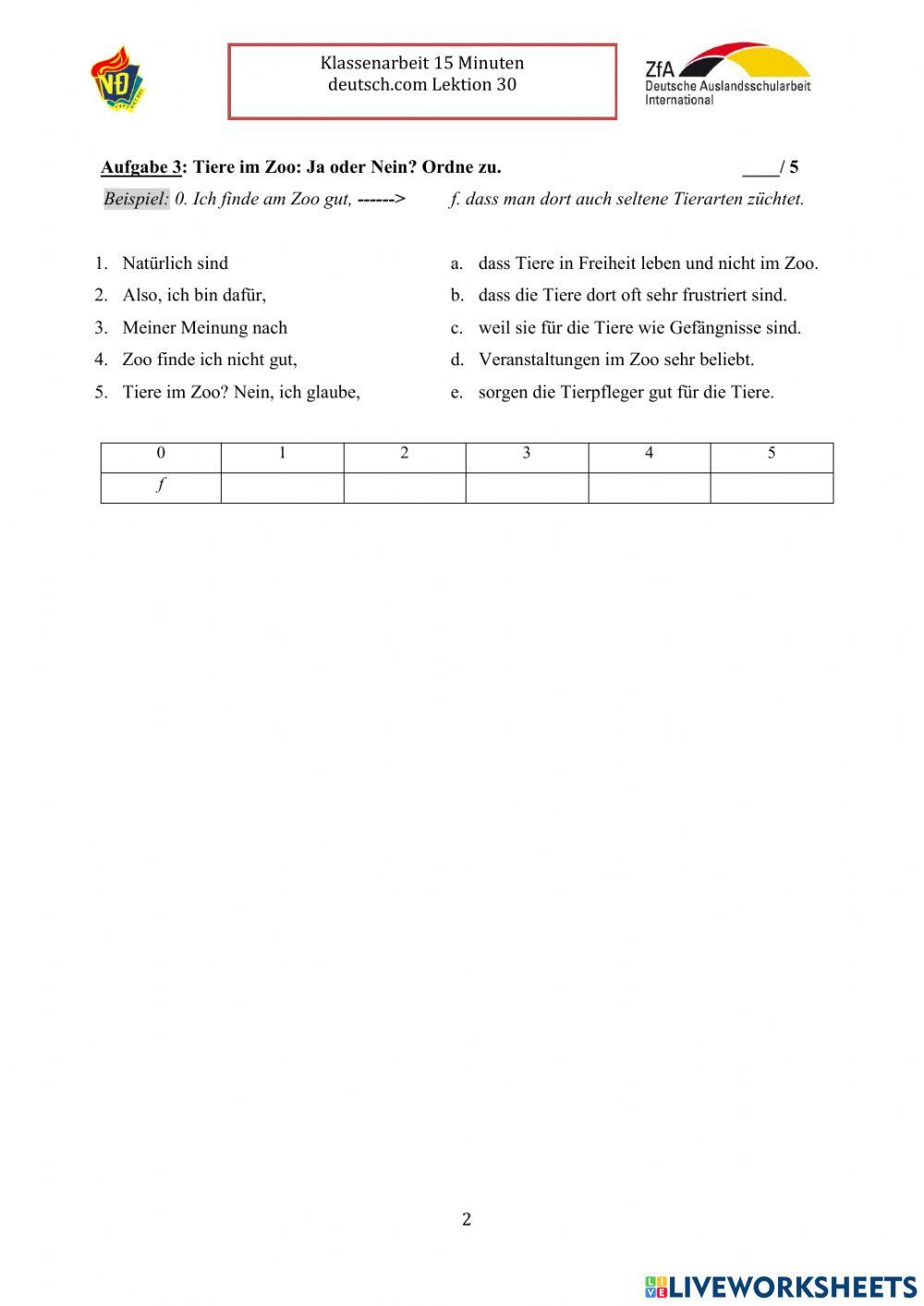 VD- Klasse 11 - 15 Min Test