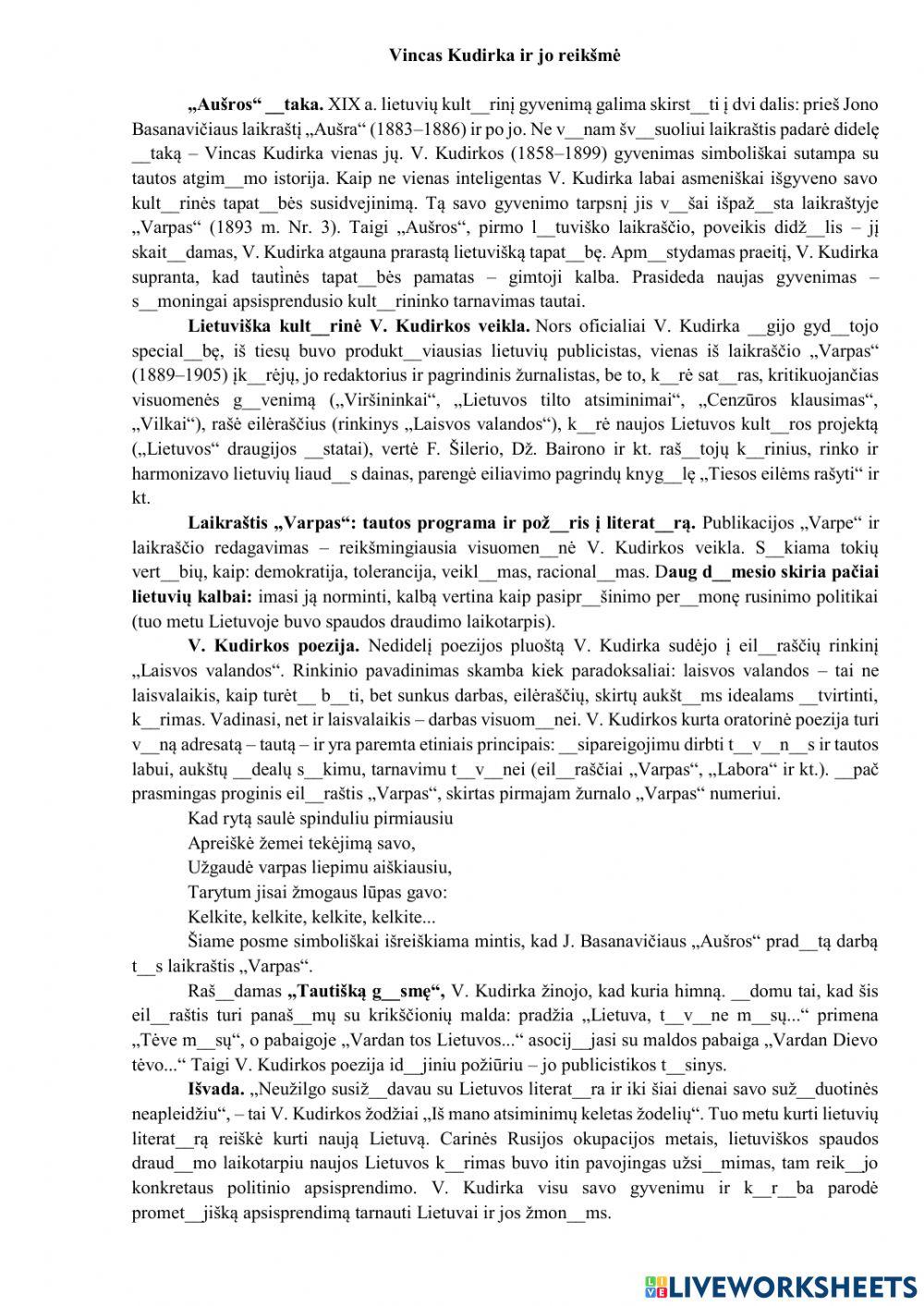 Vincas Kudirka ir jo reikšmė