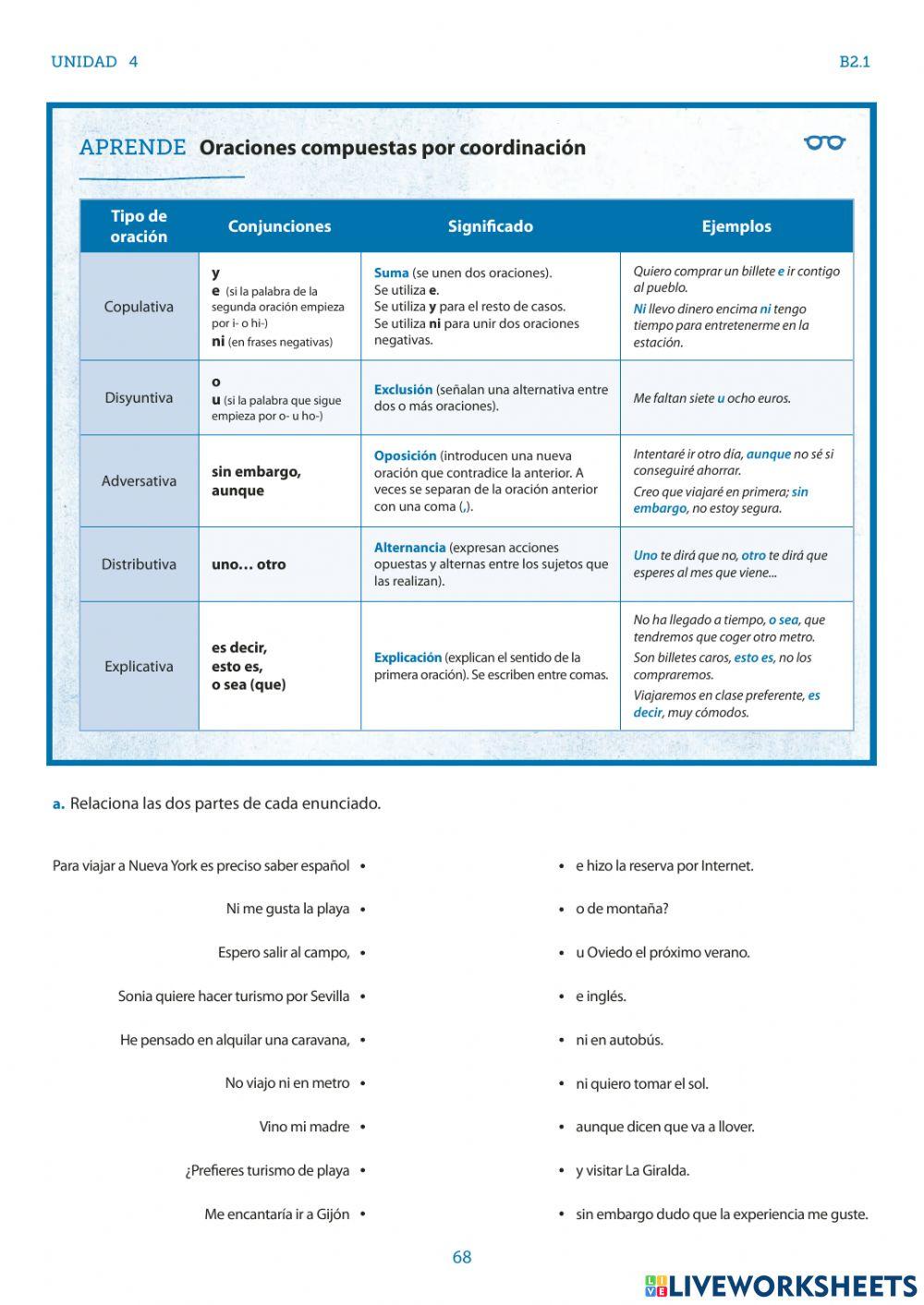 Oraciones compuestas por coordinación