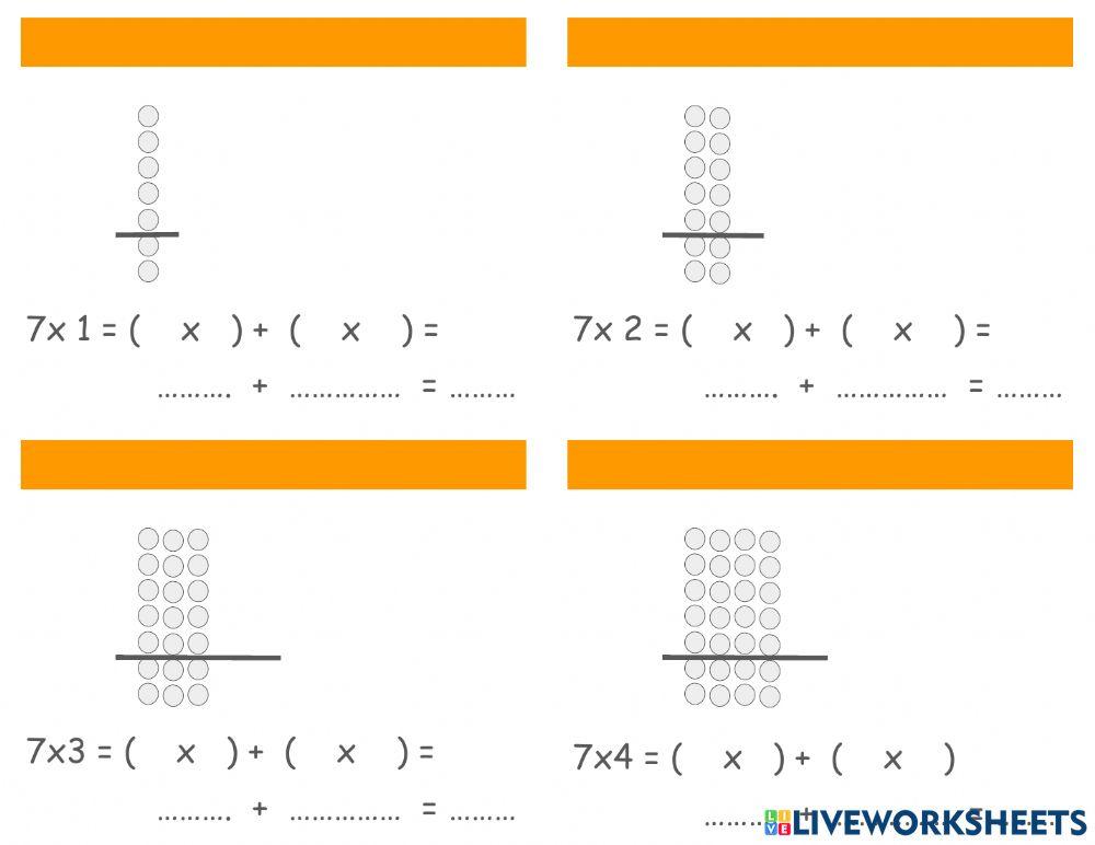Propiedad distributiva relacion  tablas 2,5 7