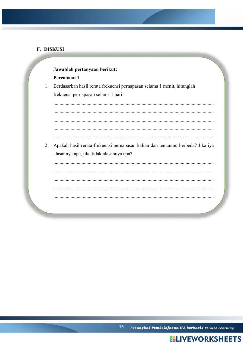 Lkpd 2 mekanisme, frekuensi pernapasan pada manusia