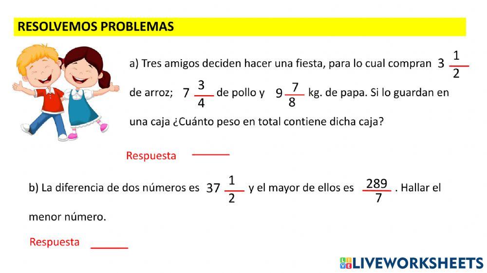 Problemas sobre fracciones