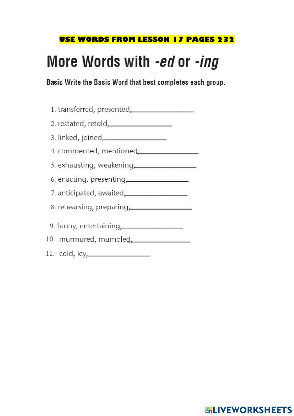 Spelling Lesson 16-17