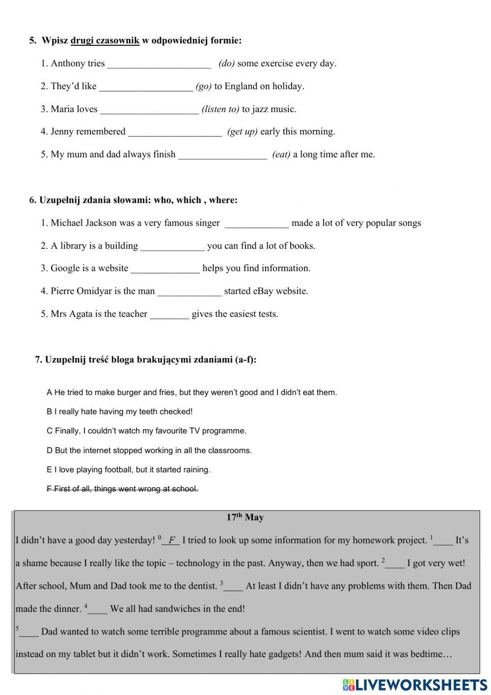 English Class A2+ unit 4 test (version b)