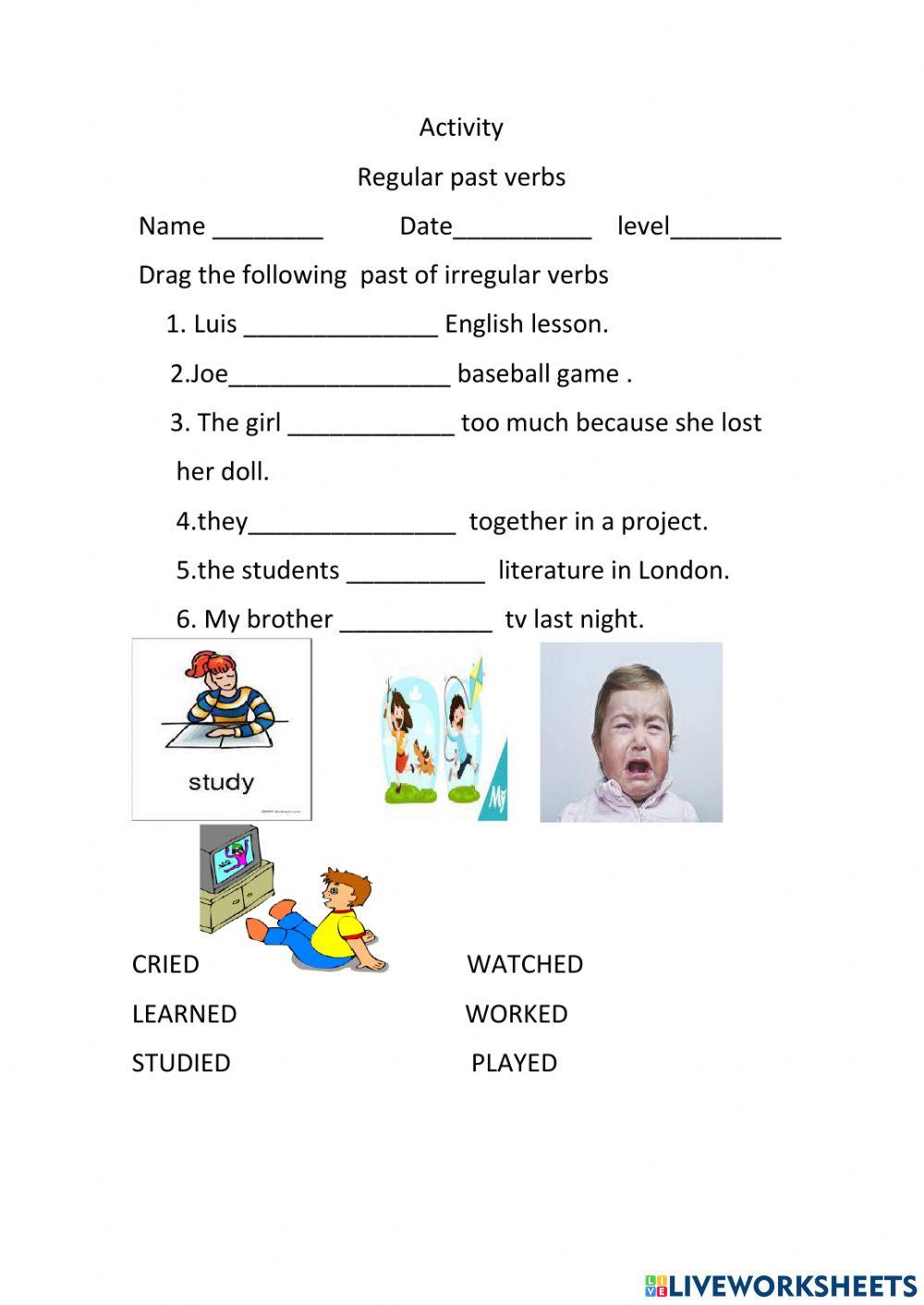 Past verbs online pdf activity Live Worksheets