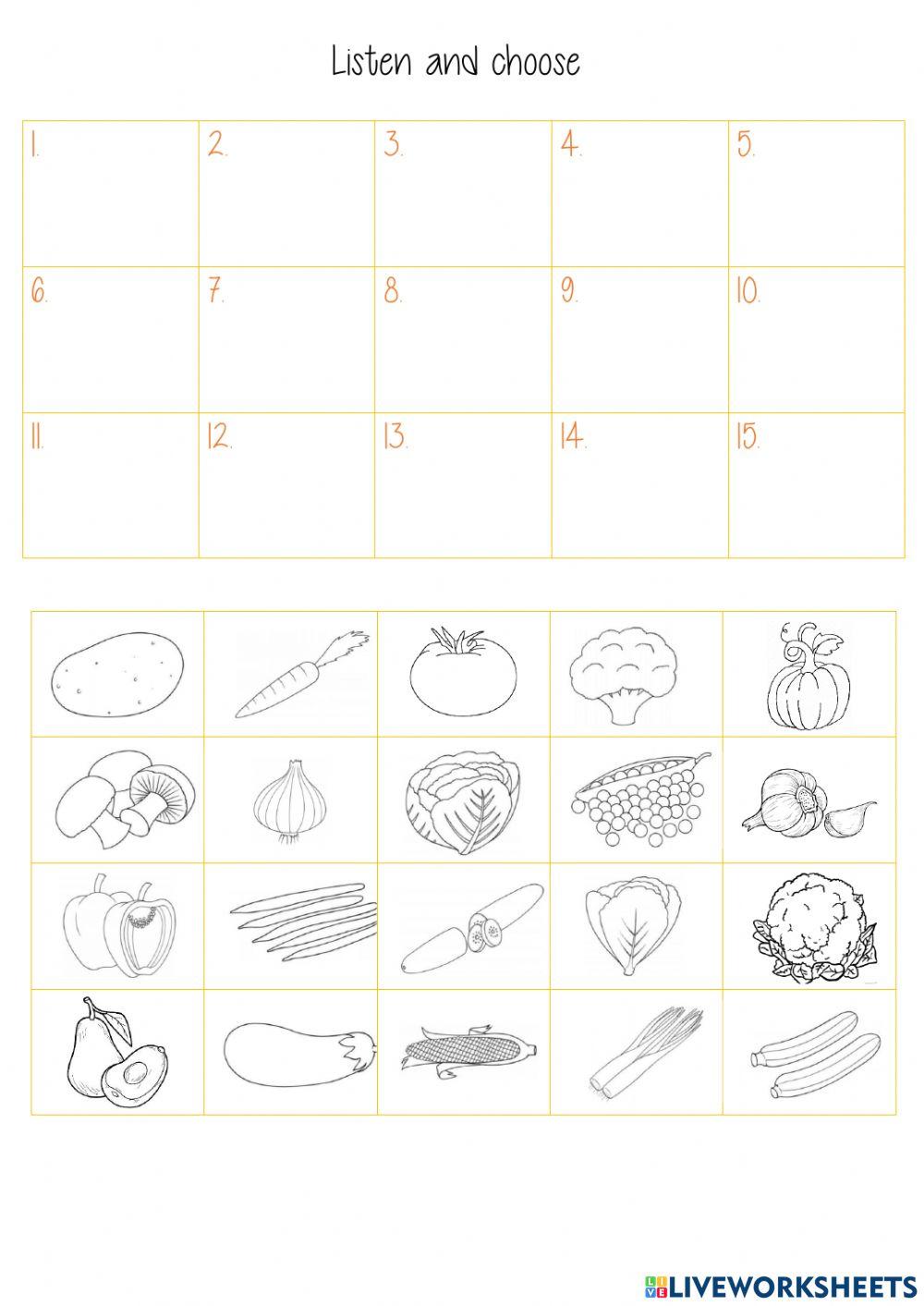 vegetables dictation listening