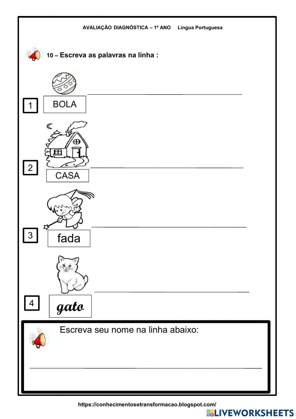 Avaliação diagnóstica do 1° ano