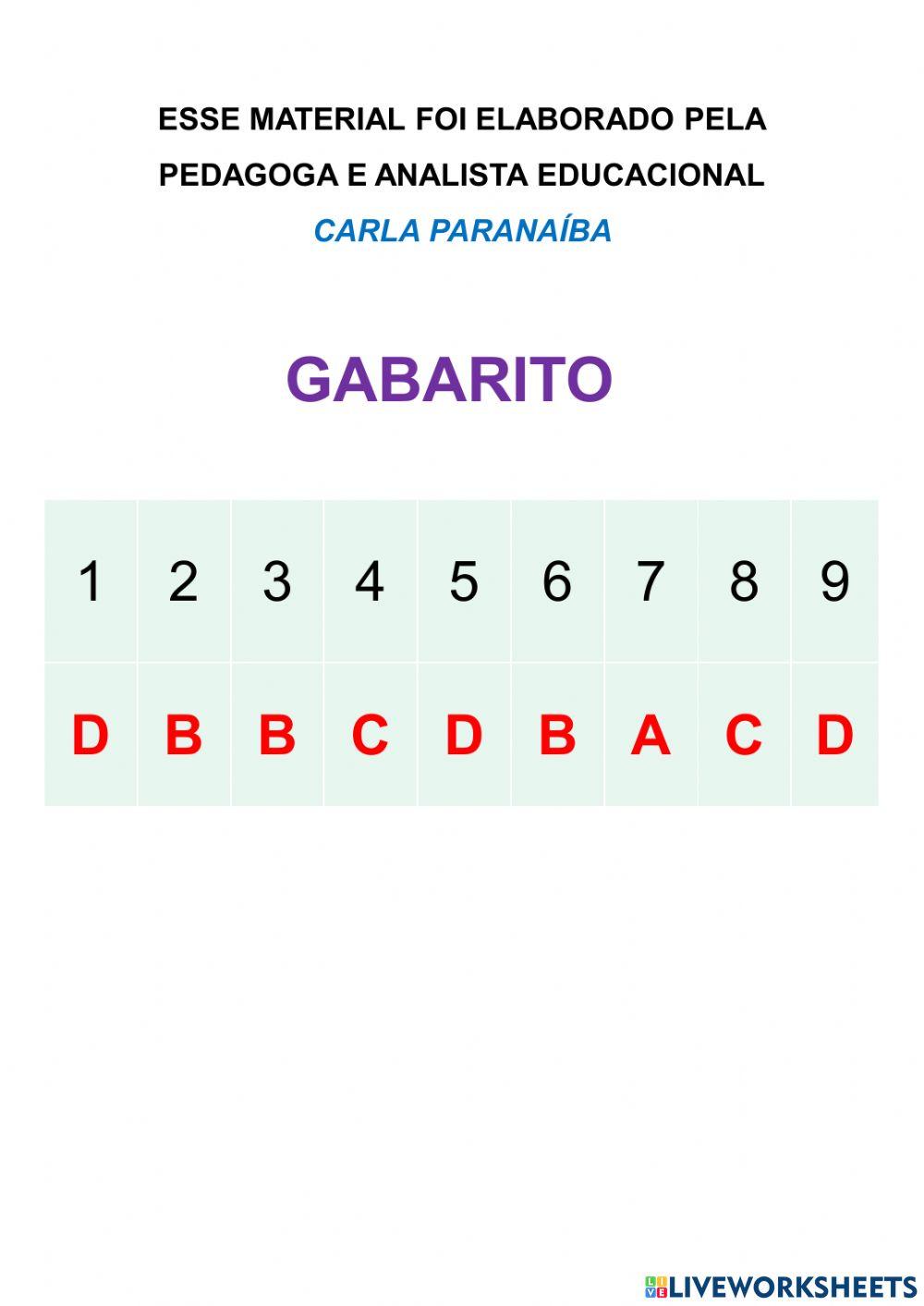 Avaliação diagnóstica do 1° ano