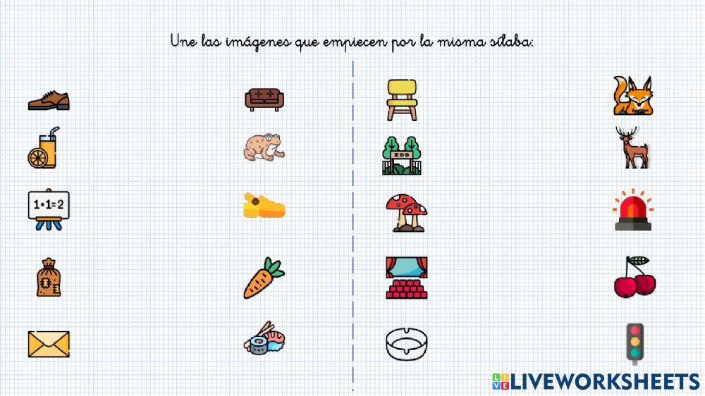 Empezar por la misma sílaba worksheet Live Worksheets