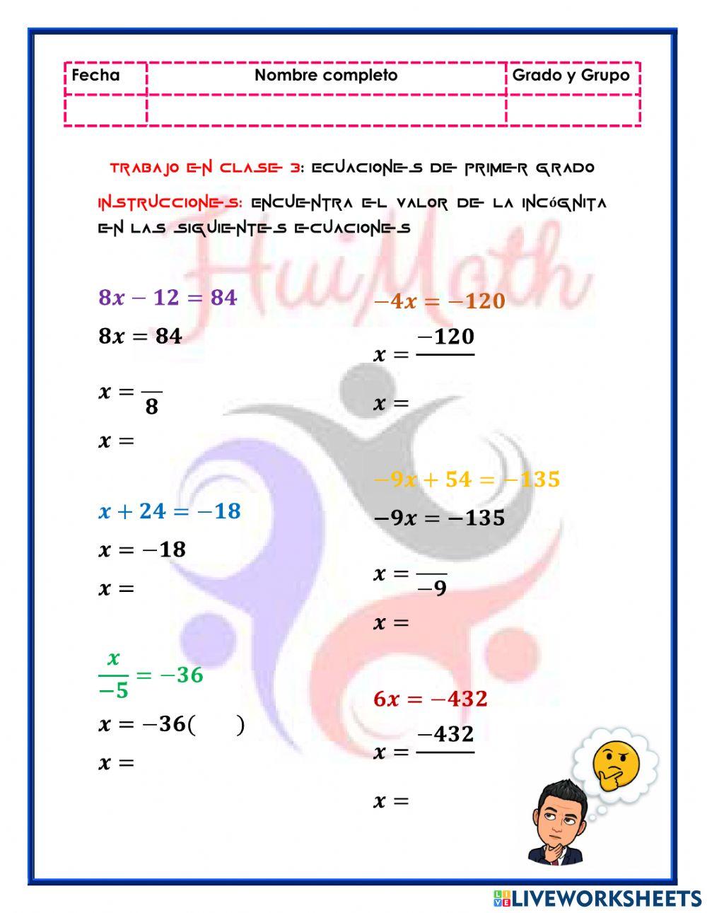 Ecuaciones de primer grado