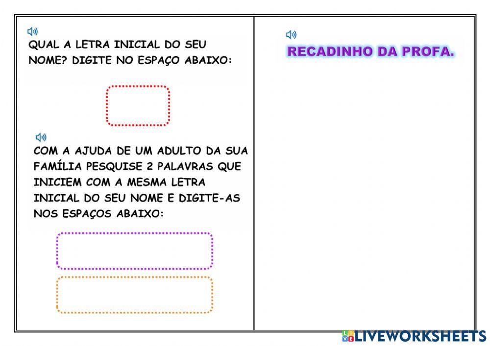 Atividade interativa Educação infantil