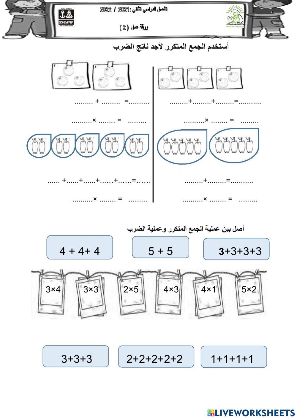 الضرب كجمع متكرر 