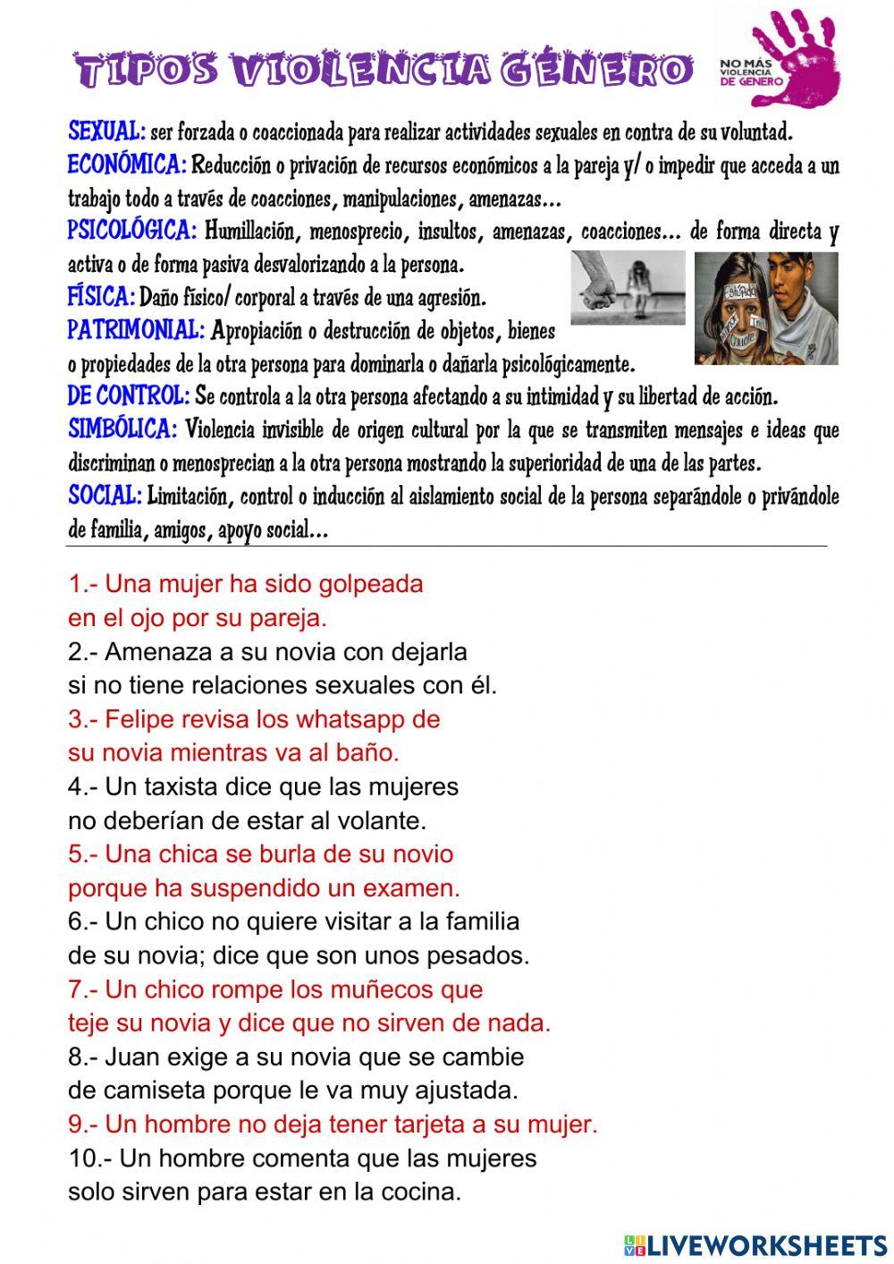 Tipos de violencia de género