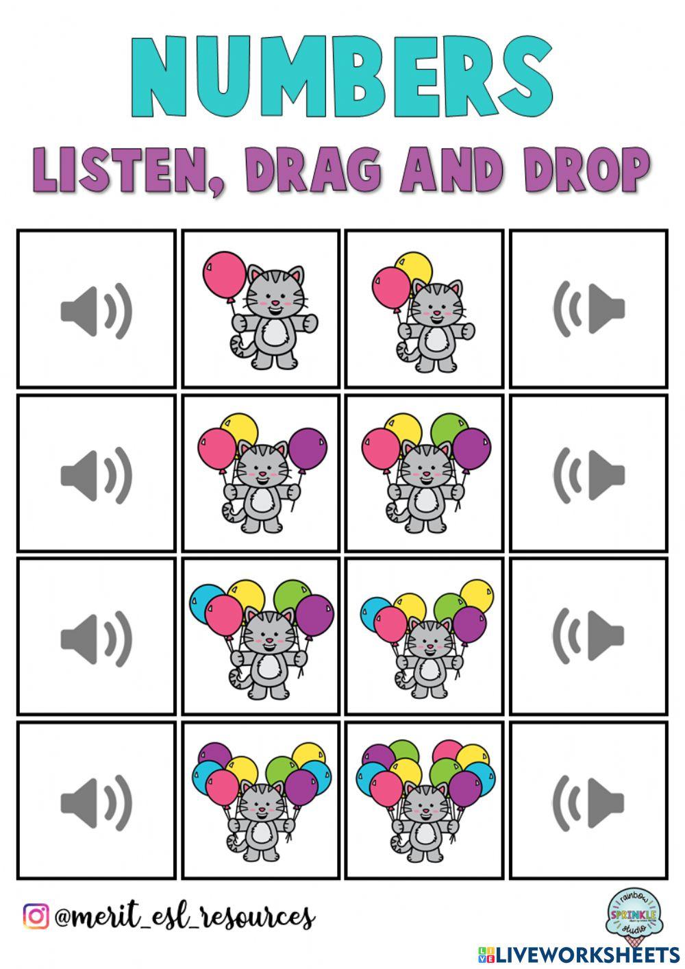 Numbers 1-10 - Listen, drag and drop