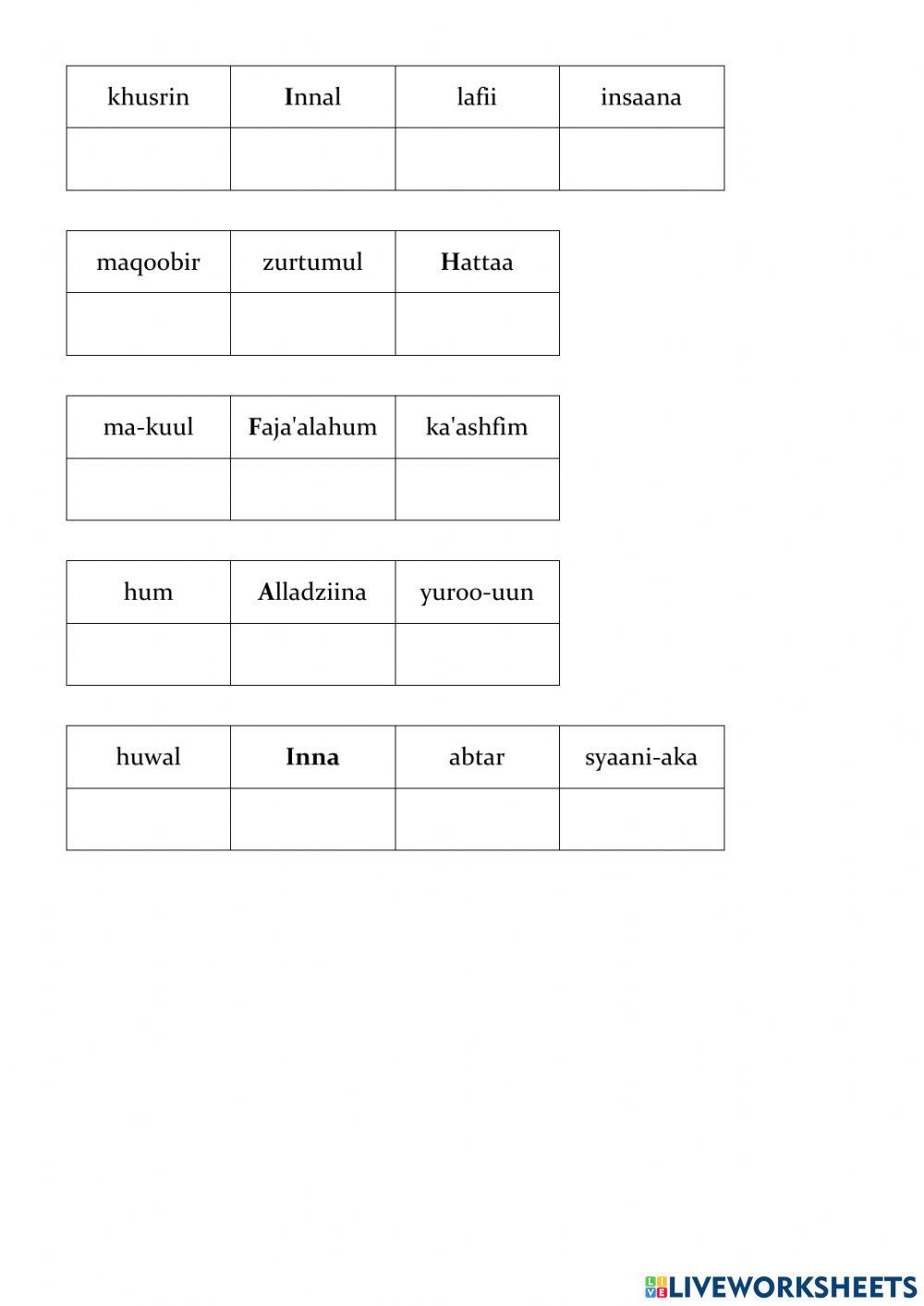 Menyusun surah pendek