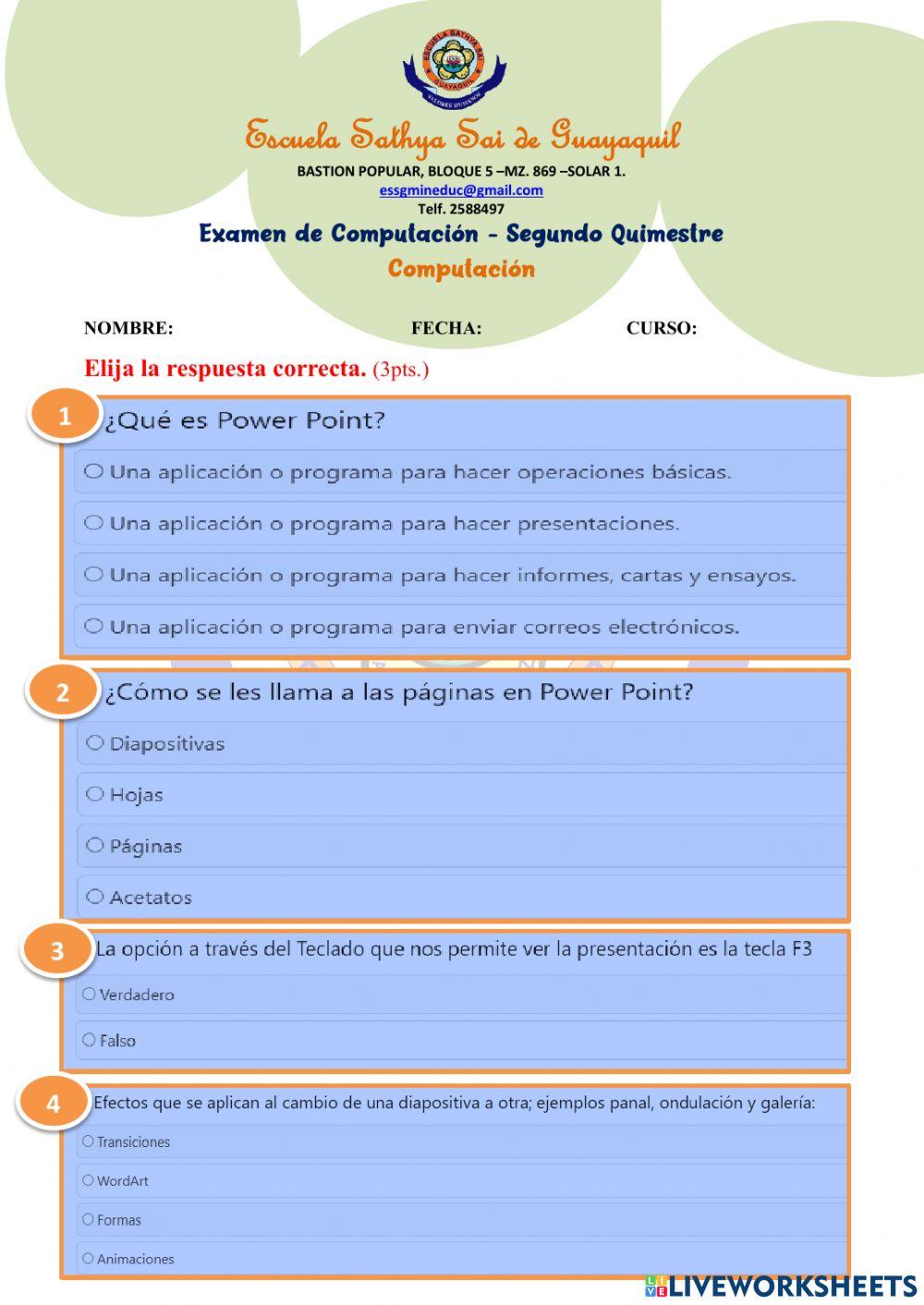 Examen de Computación