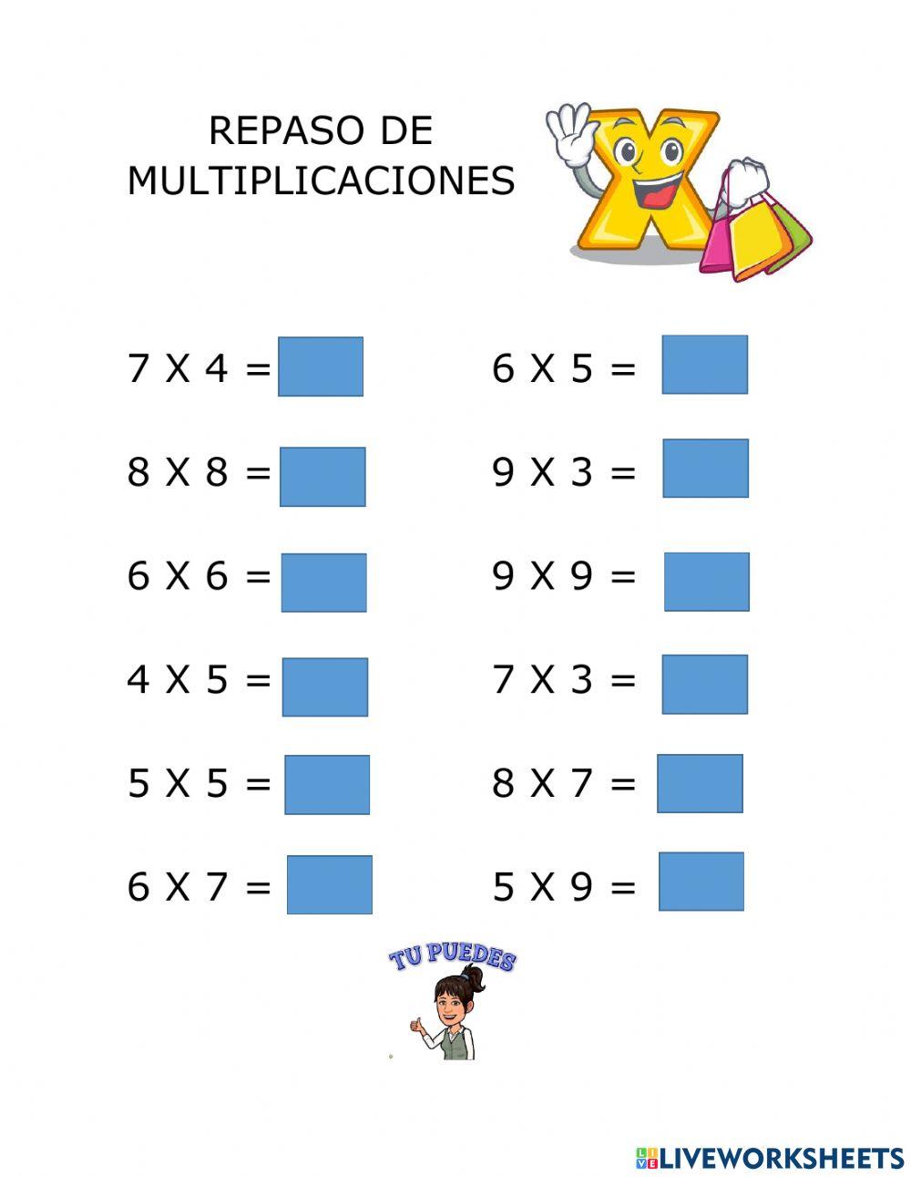 Repaso de multiplicaciones