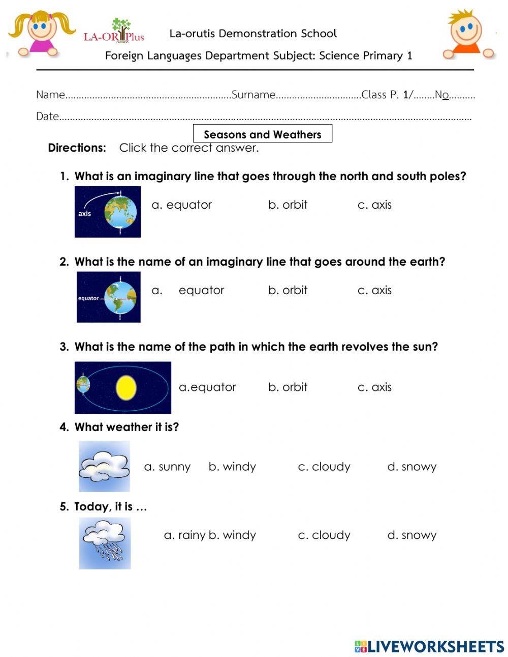 Seasons and Weathers Seasons and Weathers