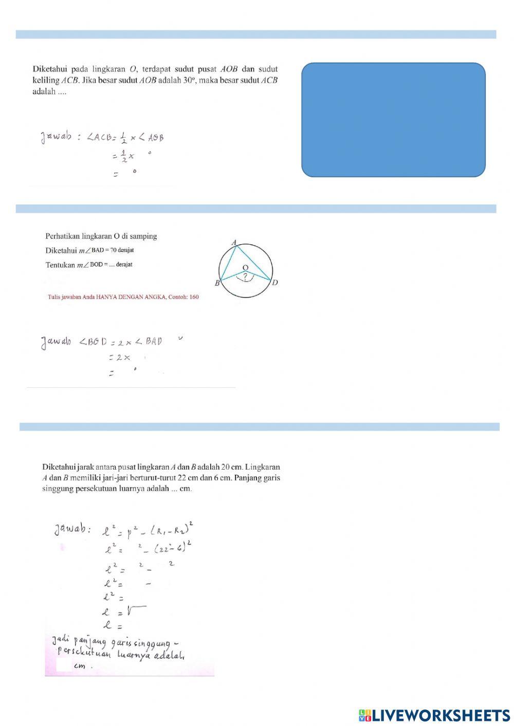 Latihan PTS II Matematika Klas 8