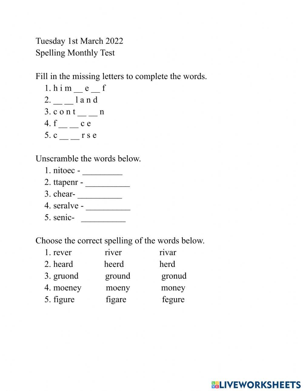 February Spelling Test | Geniell Orosco-Lezama | Live