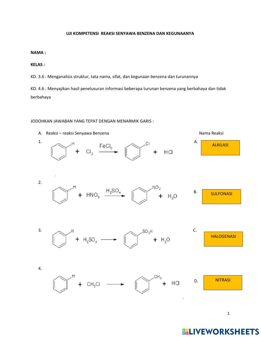 Uji Kompetensi Senyawa Benzena