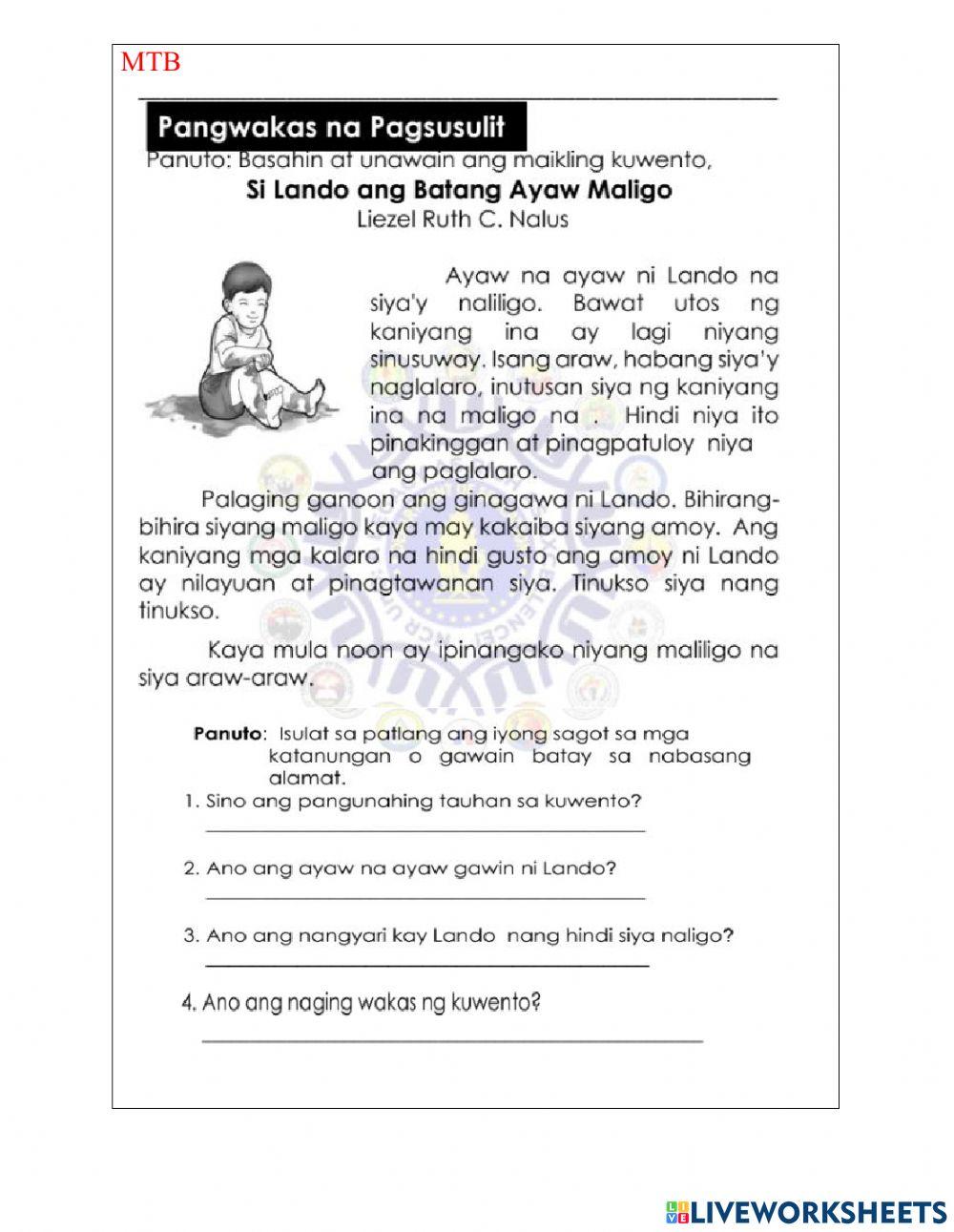 WEEK 4 MATH-FILIPINO-MTB SUMMATIVE TEST