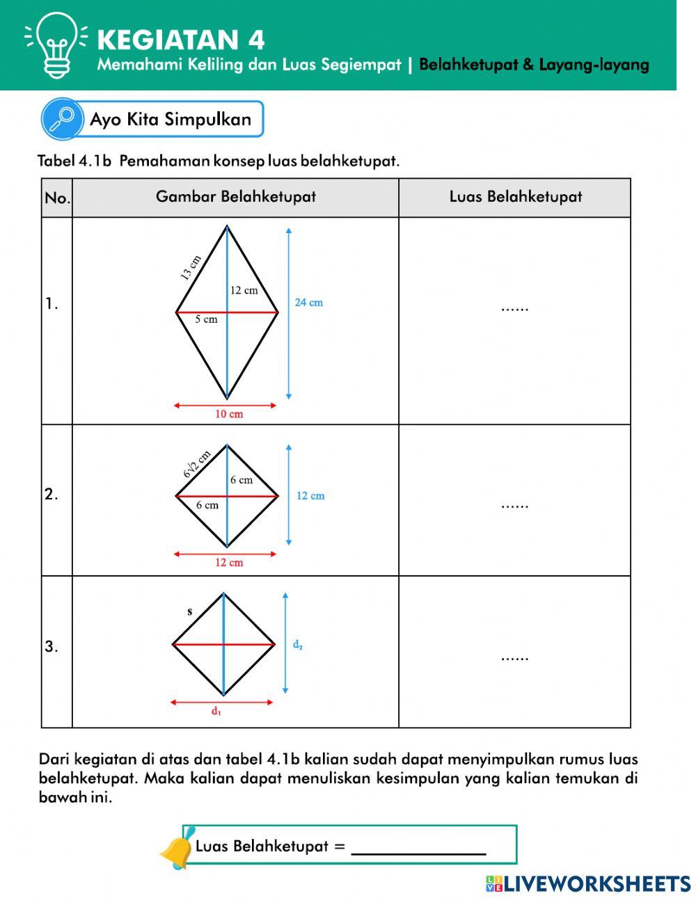 Belah Ketupat (Luas & Keliling)